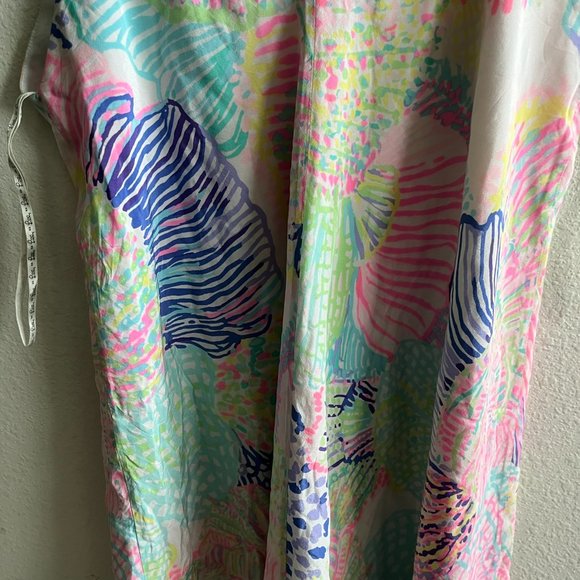 Lilly Pulitzer Clara Multi Roar of The Seas Asymmetric Hem Slip Dress Size S - Picture 9 of 12